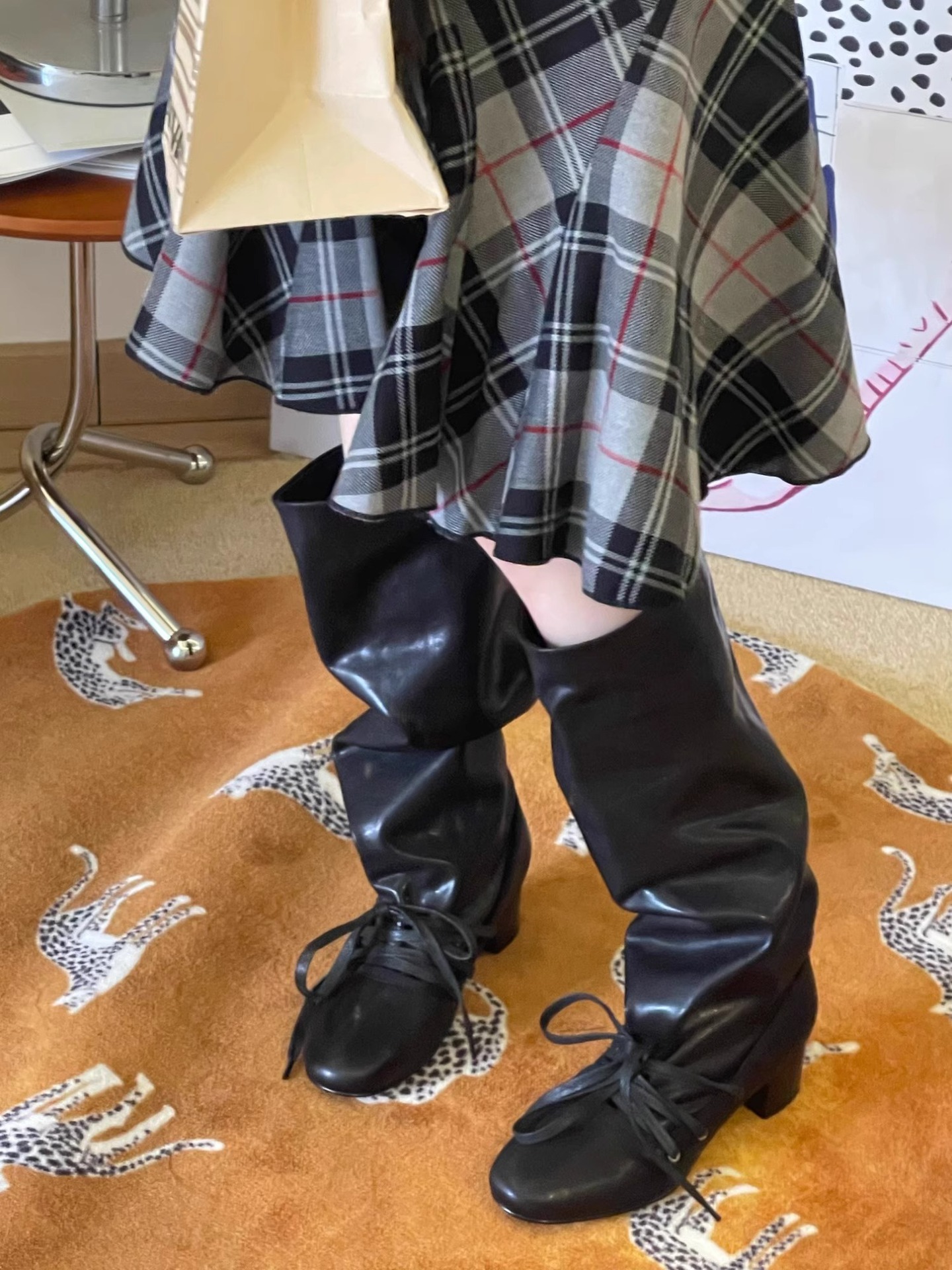 Stylish Vintage Woman Boots Pointed Toe Leather Low Heels Shoes women Fashion Casual Rivet Boot Gothic Punk Rock Winter Autumn Classic Long Short Bo