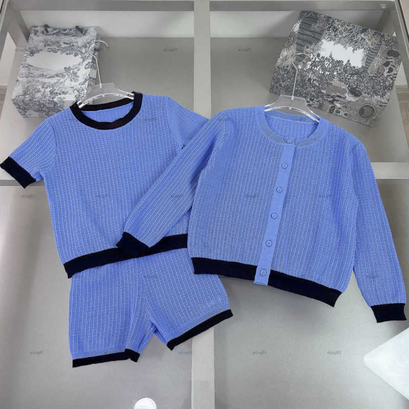 Brand girls dress set high quality Autumn Knitted suit child overskirt kids designer clothes cardigan and Knitted skirt A088X03N033-image-856677367