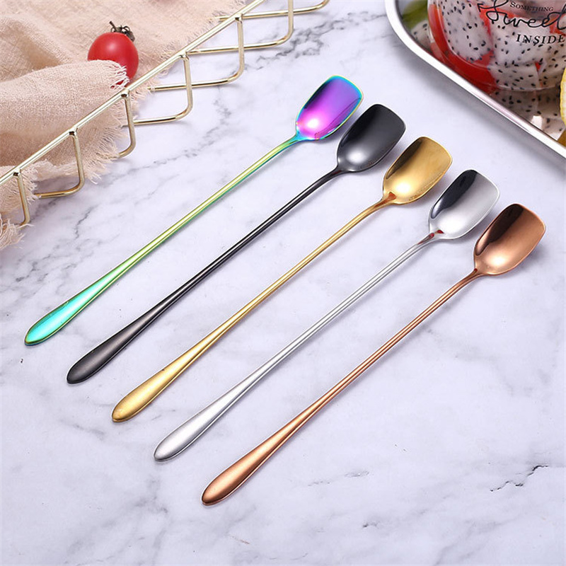 Shovel Ice Spoons Long Handle Tea Spoons Dessert Coffee Spoons-image-410132067