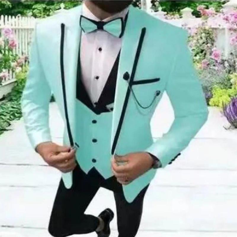 Mens Suits Classic Multi-color 3 Piece Men Suit Slim Fit Mint Casual Blazer Green Tailor Made Prom Wedding Outfit