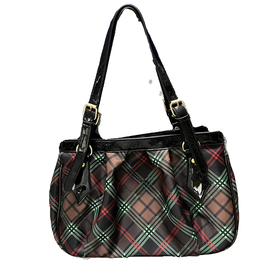 Vintage Tote Bags Plaid Underarm Bag Women's Planet Hardware Bag Autumn winter-image-939059635