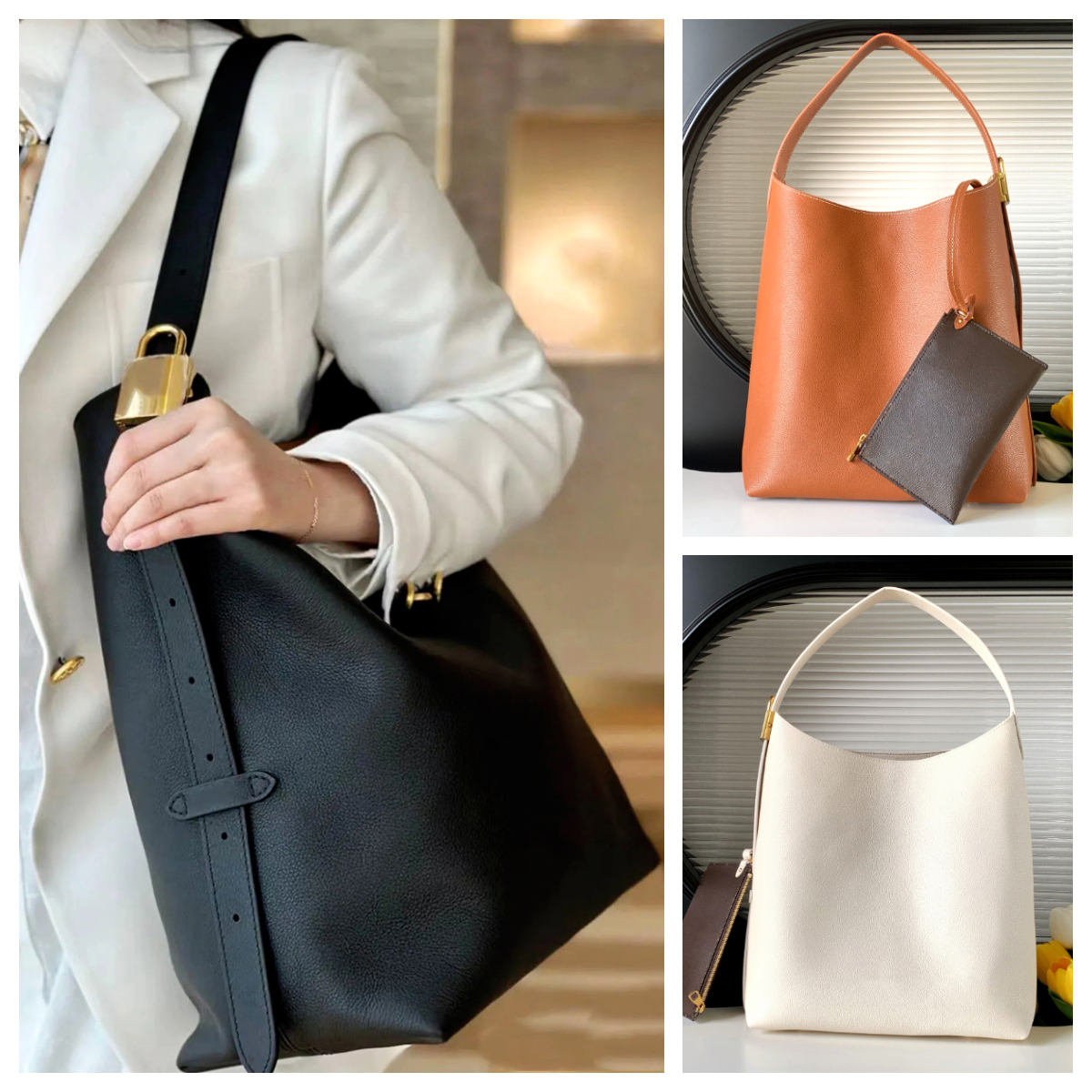 High Quality Designer Women Hobo Bucket Bag Large Capacity Shoulder Underarm Bag Business Handbag With Detachable Mini Coin Purse Casual Weekend Sho