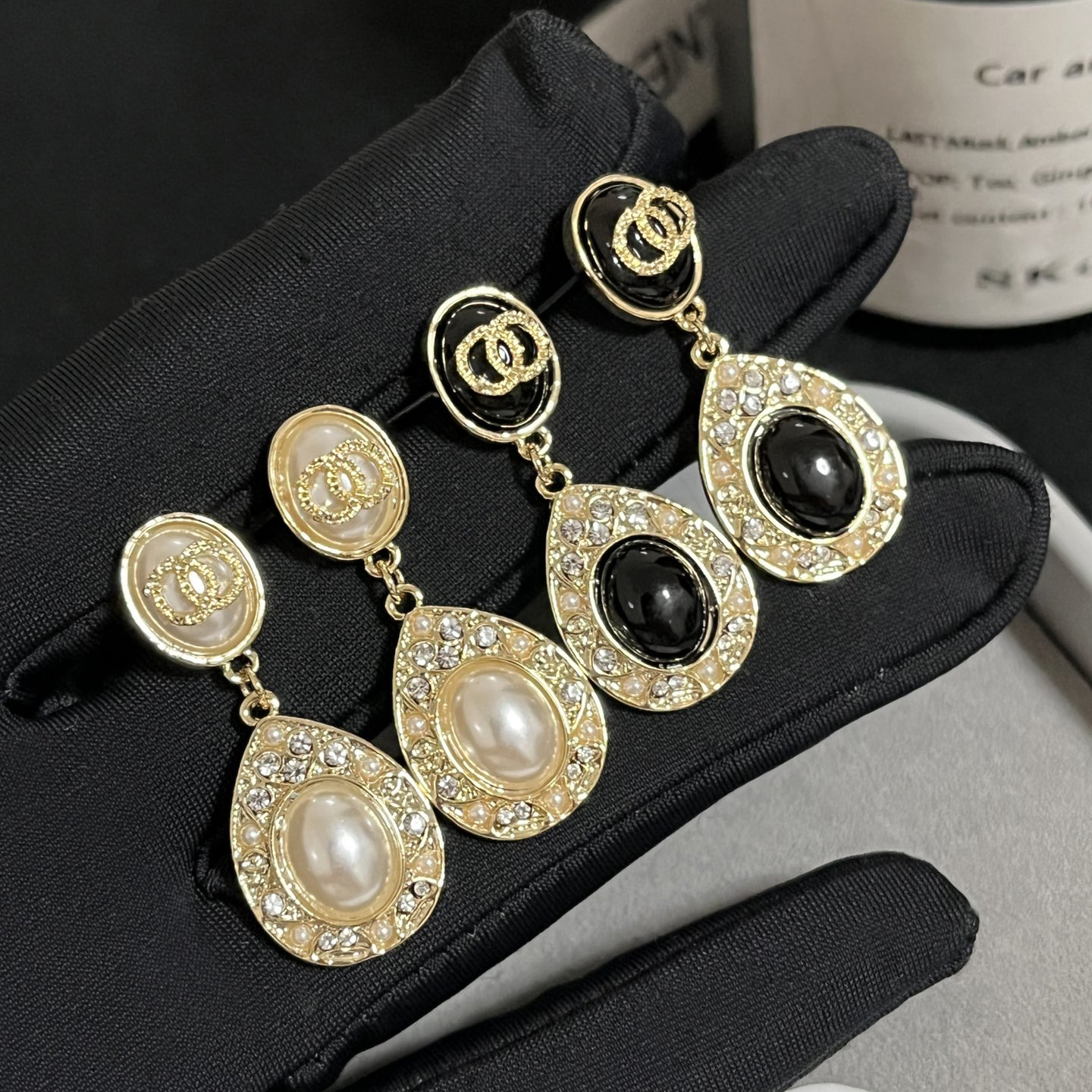 Black Onyx and Cubic Zirconia Teardrop Earrings With Gold Tone Setting Stylish Fashion Jewelry And Gift For Her High Quality And Elegant Accessor-image-762148838