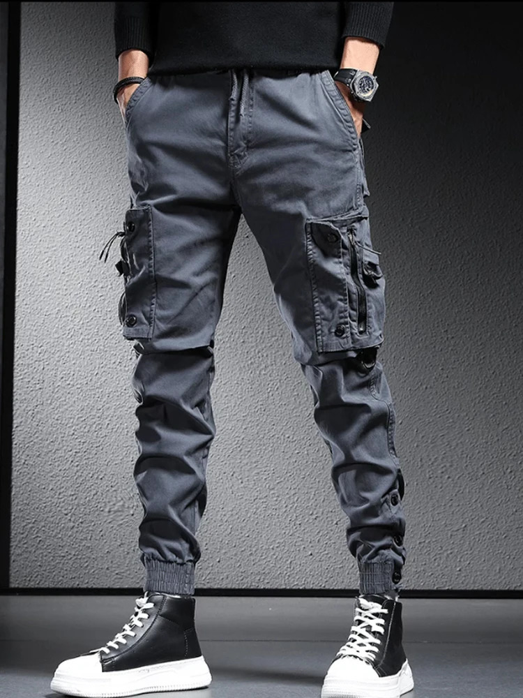 Salopette multi-poches rétro pour hommes, Style High Street, mode, ample, jambes larges, droite, pantalon décontracté, 250703