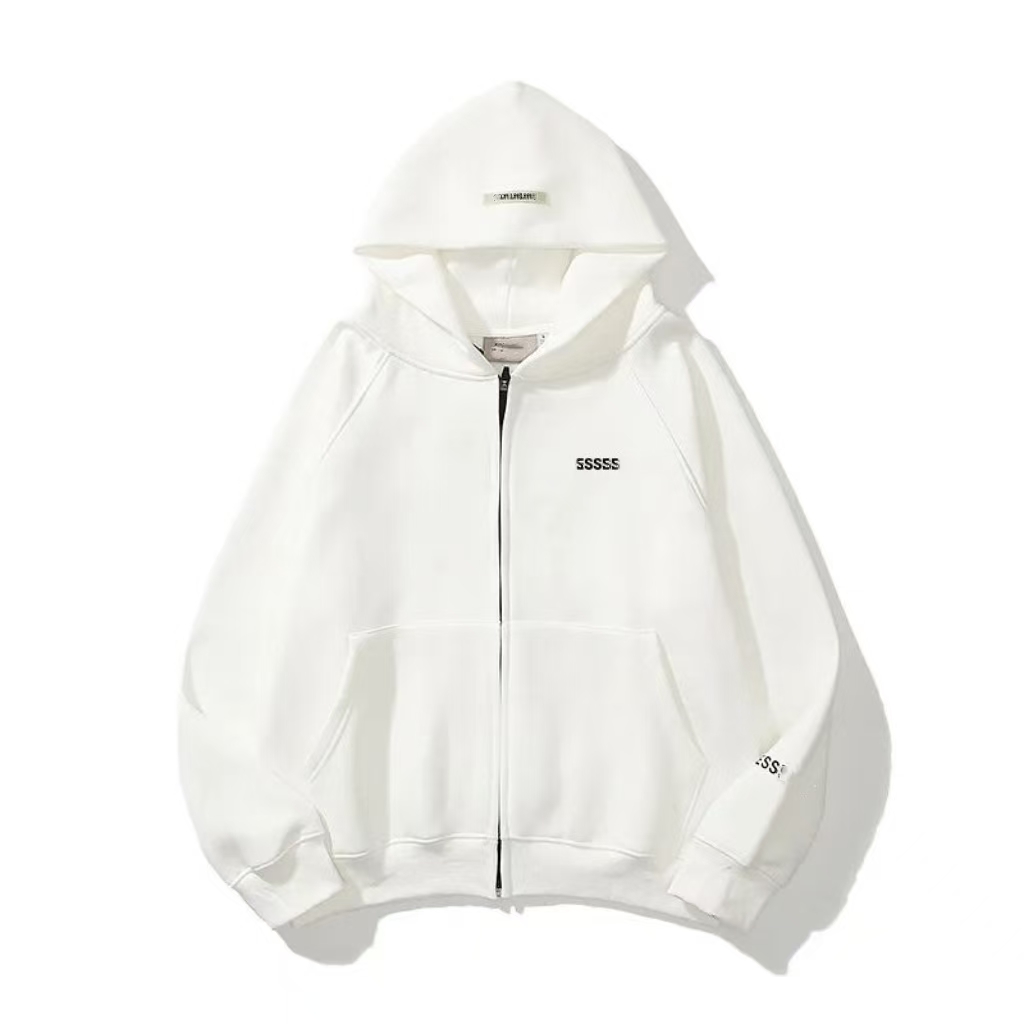 Essential Zip Up Hoodie Unisex Casual Relaxed Fit Hooded Jacket Designer Fear Gods Kangaroo Pocket Hoody Trendy Letter Print Crewneck Sweatshirt FOG