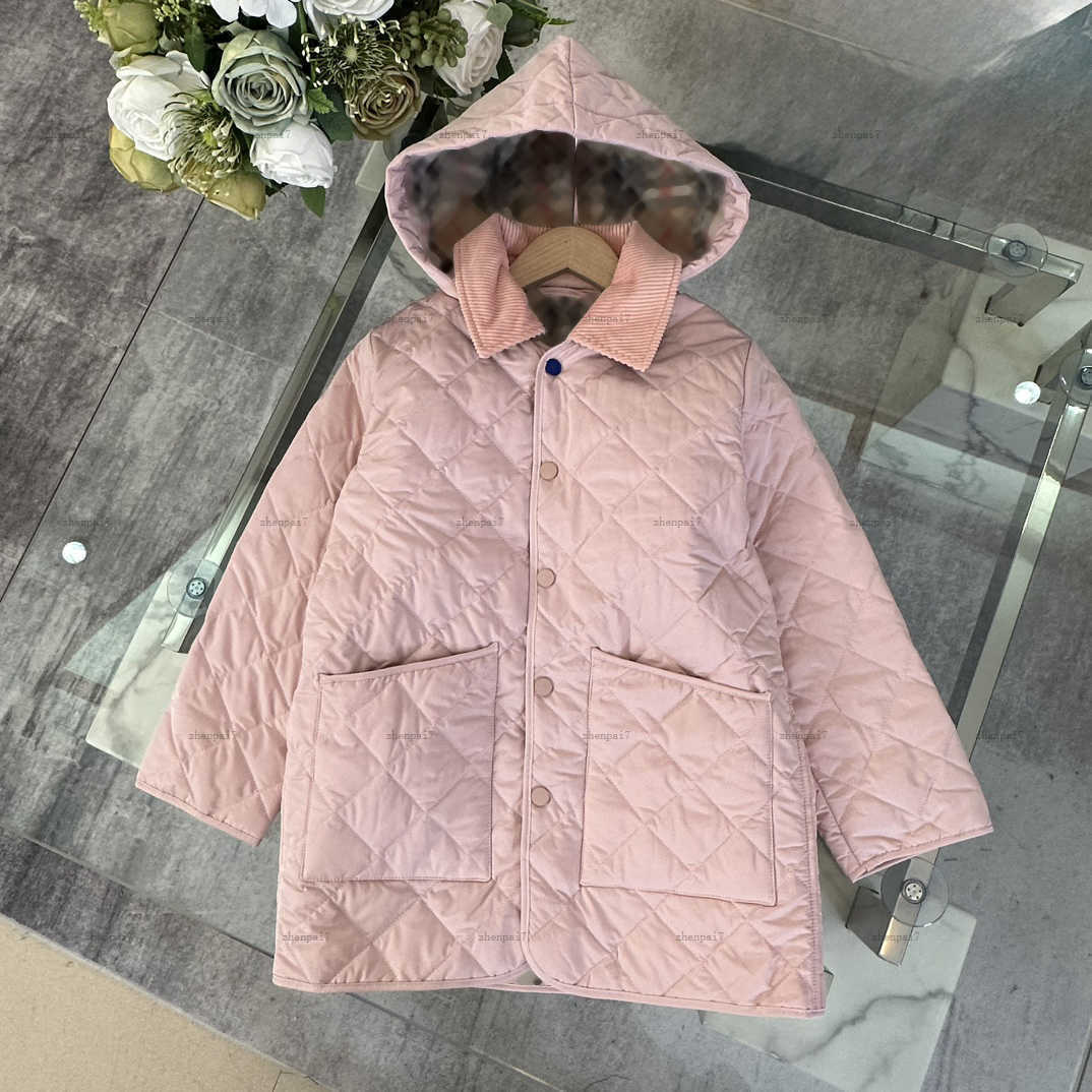 Top one baby cotton Jackets Solid color child Hooded Outwear kids designer clothes Grid lock cotton boys girl coat A969X27N227-image-1065141874