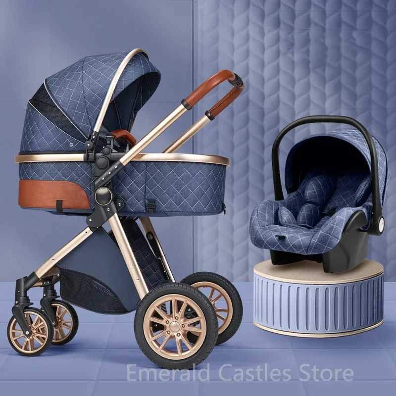 Luxury Baby Stroller 3 in 1 High Landscape Baby Cart Can Sit Can Lie Portable Pushchair Baby Cradel Infant Carrier L250714GP2N-image-1073540577