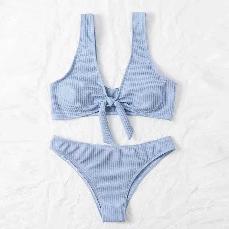Sexy Simple Pure Color Soft Skin-Friendly Swimming Suit Fashionable Bikini Set for Women Comfortable Chinese Brand AE Stock XJ250704-image-1065082100