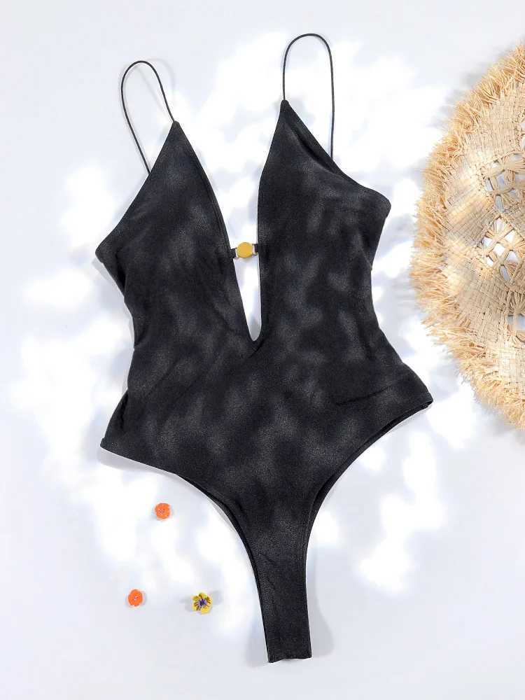 Rinabe Hollow Out One Piece Set Black Swimsuit Women Sexy Swimwear 2025 Bodysuit Female Summer Beachwear XJ250704-image-1065083074