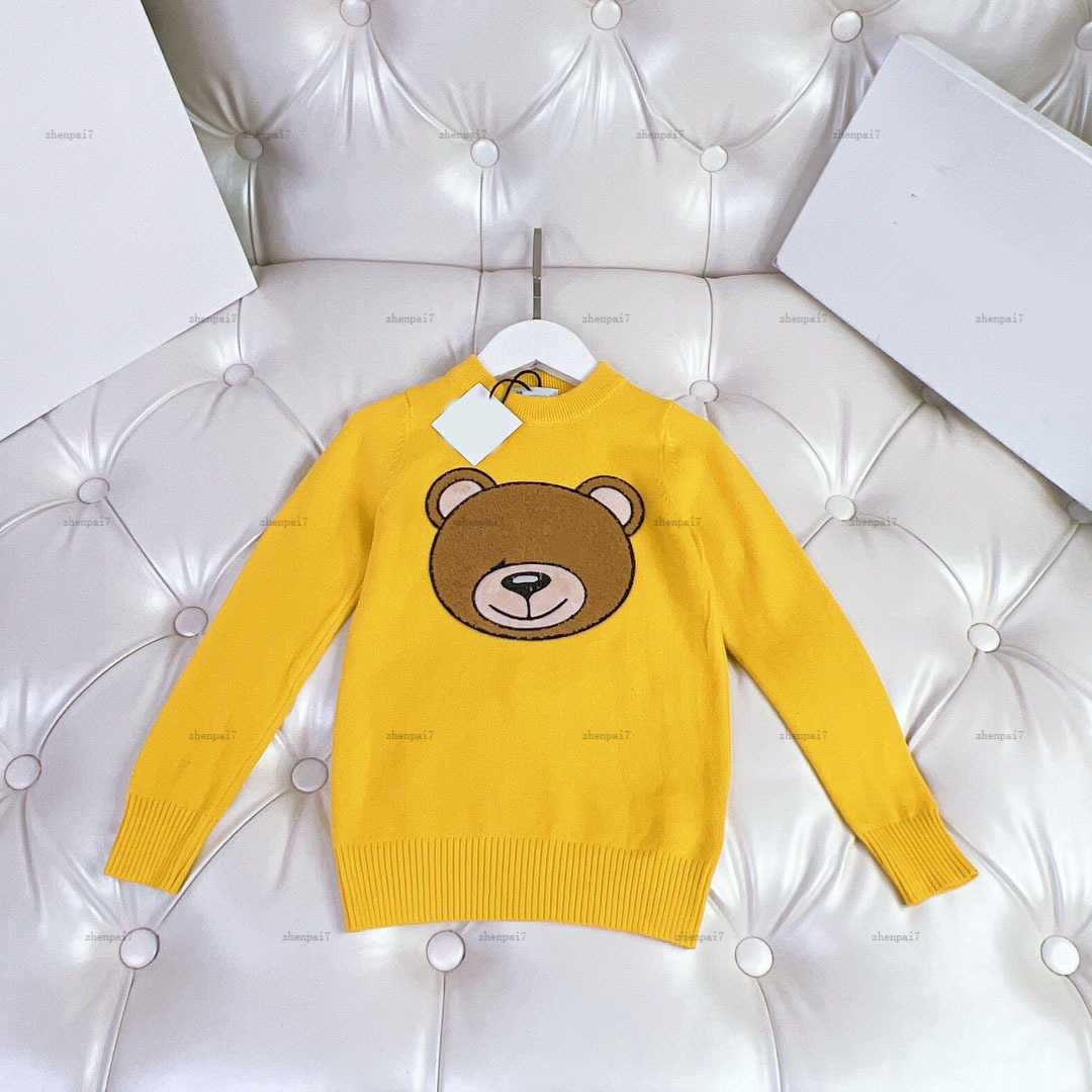 Top one kids sweater Multi color optional Knitted boy girl pullover Doll Bear Print round neck child Knitwear top A831X23N221-image-1065141380