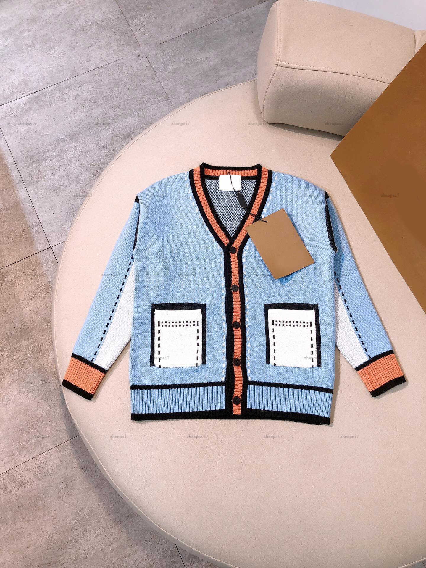 Top one V-neck baby cardigan Spring clothes Dashed design Knitted kids Fake sweater pocket decoration girl boy pullover A821X23N222-b-image-1065141532