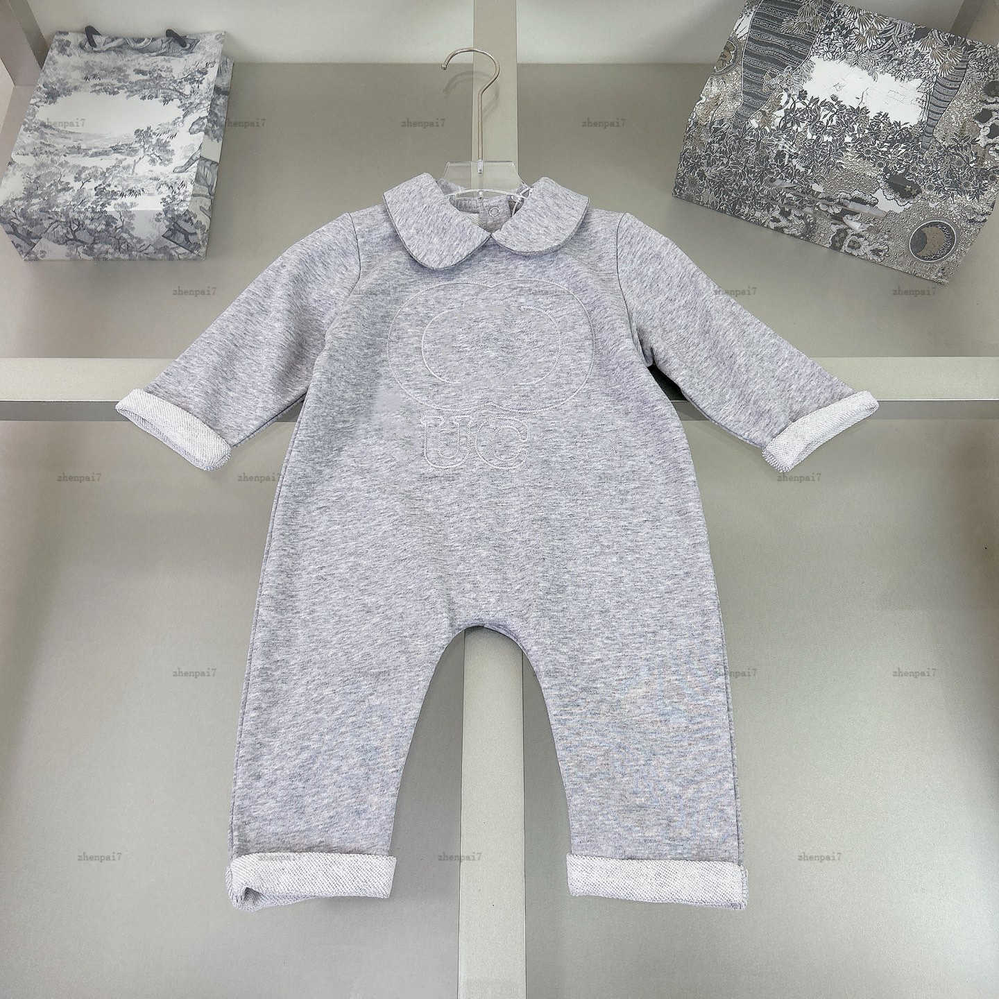 Top one newborn jumpsuits Long-sleeved lapel toddler romper designer Baby clothing Long sleeve infant bodysuit A135X04N259-image-1065145305