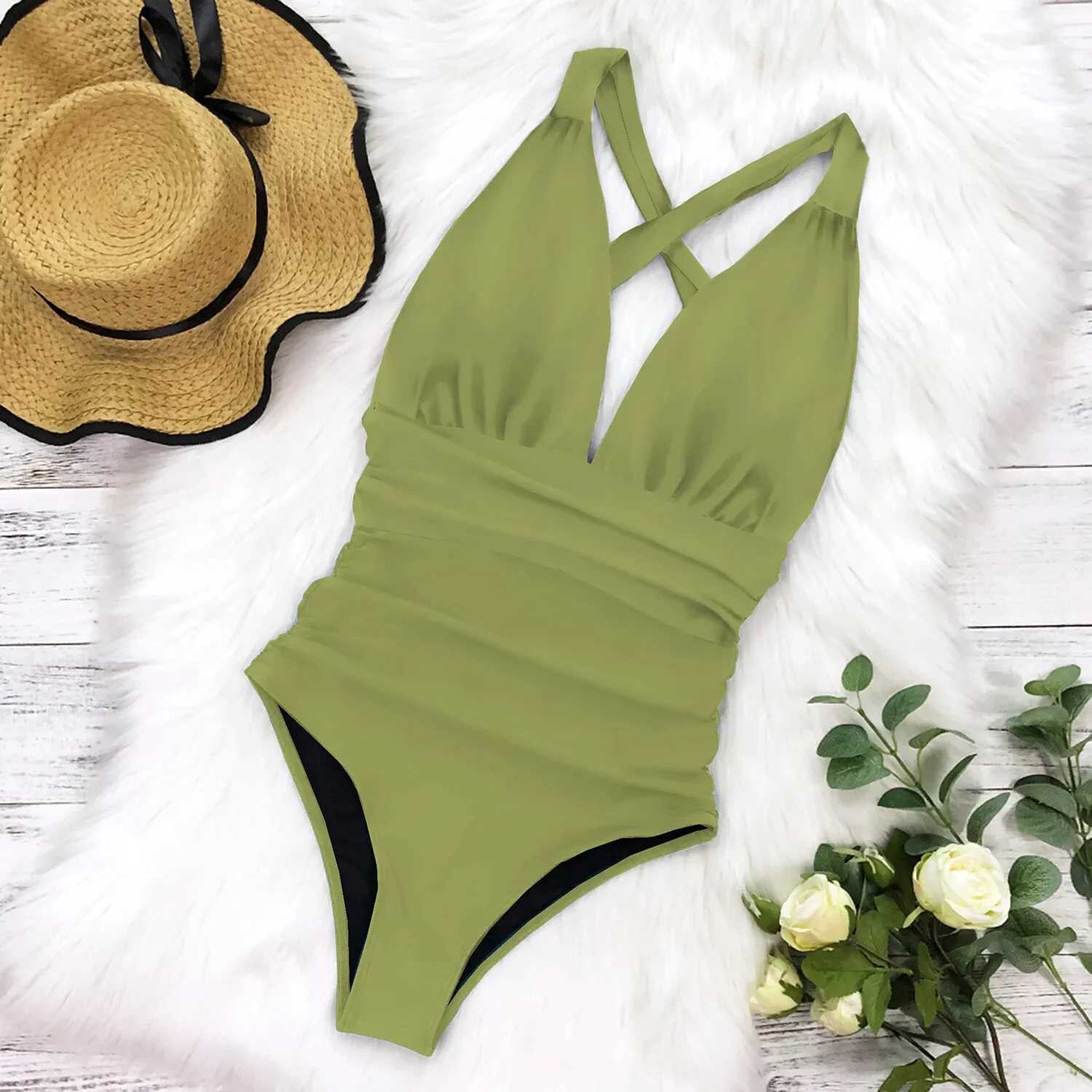 2025 New Sexy One Piece Swimsuit Female Floral Women Swimwear Push Up Bathing Suits Bodysuits Beachwear Deep V-neck Monokini XJ250704-image-1065082180