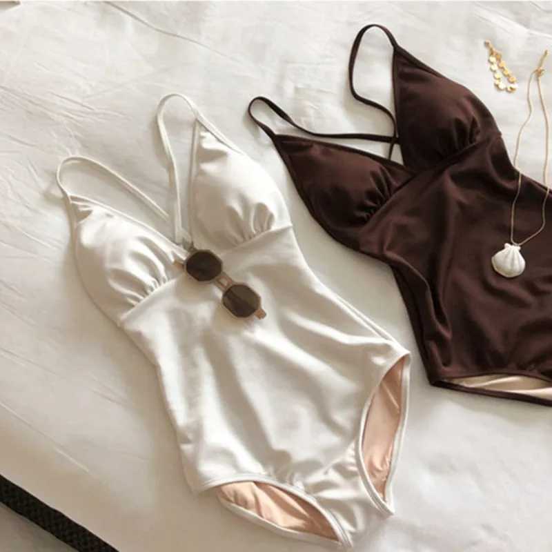 2022 New Korean Style One Piece Swimwear Solid Swimwear Push Up Swimsuit High Quality Bathing Suit Sexy Monokini Beachwear XJ250704-image-1065082201