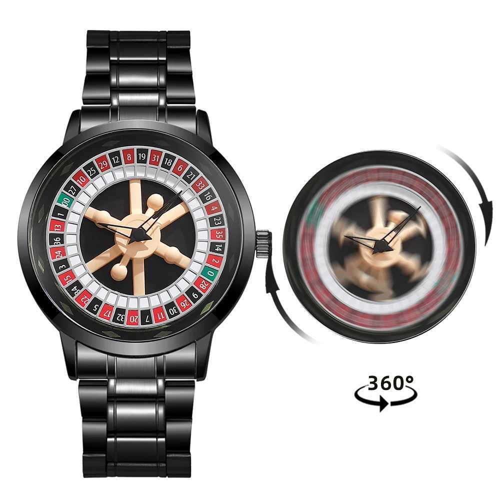 Russian Roulette Rotating Men Watch Luxury Brand Steel Strap Unique Golden Man Quartz Watch For Male Gifts New Arrival Hot Sale W250704