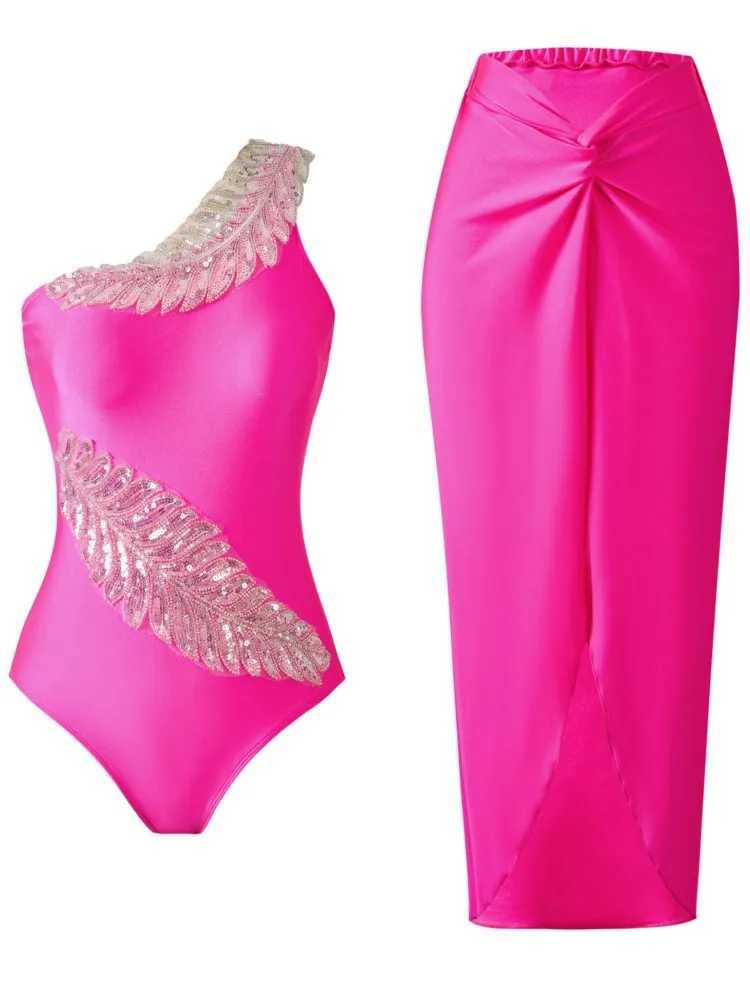 Retro Bikini Printed Fashion One Piece Swimsuit and Cover-Up with Skirt Tight Womens Bandage Summer Beach Luxury Elegant XJ250704-image-1065084351