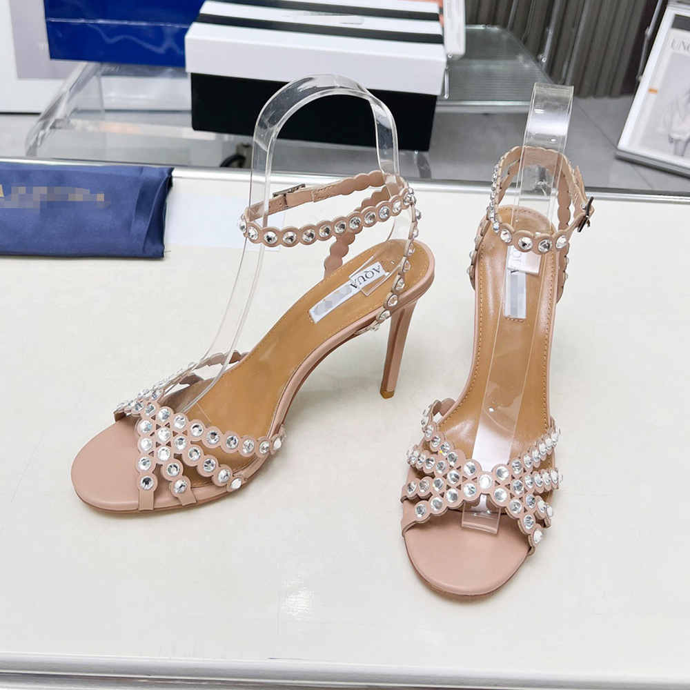 Designer Delicate Party Favor leather rhinestone pineapple female 2024 summer one-strap high-heeled sandals-image-1084498552