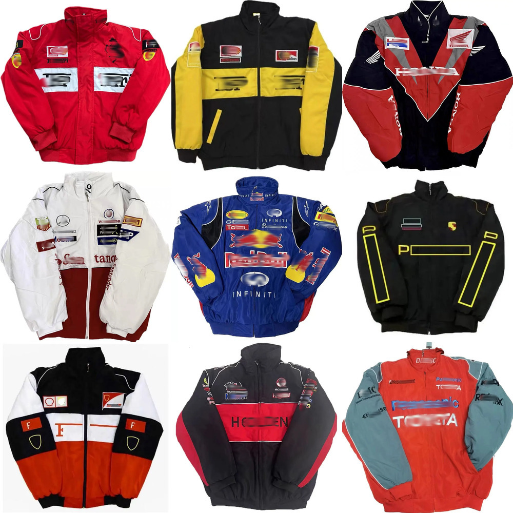 Mens Jacket F1 jacket Formula One Suit Vintage winter Motorcycle Team Rider car Fans Oversized Full Embroidered Cotton Coats Racing outerwear War