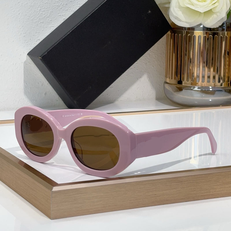 Designer women Oval Sunglasses Leisure Outdoor Vacation Glasses CH5528 Acetate pink frame Nylon lenses Side crystal logo uv400 uv protection Bring w