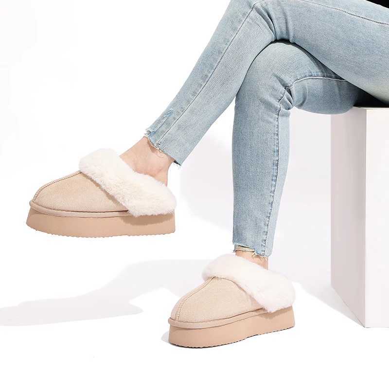 Asgard Winter Fuzzy Women Slippers Indoor Antiskid Thick Soles Fluffy House Slippers Female Warm Fur Collar Plush Cotton Shoes T260922WJ6E