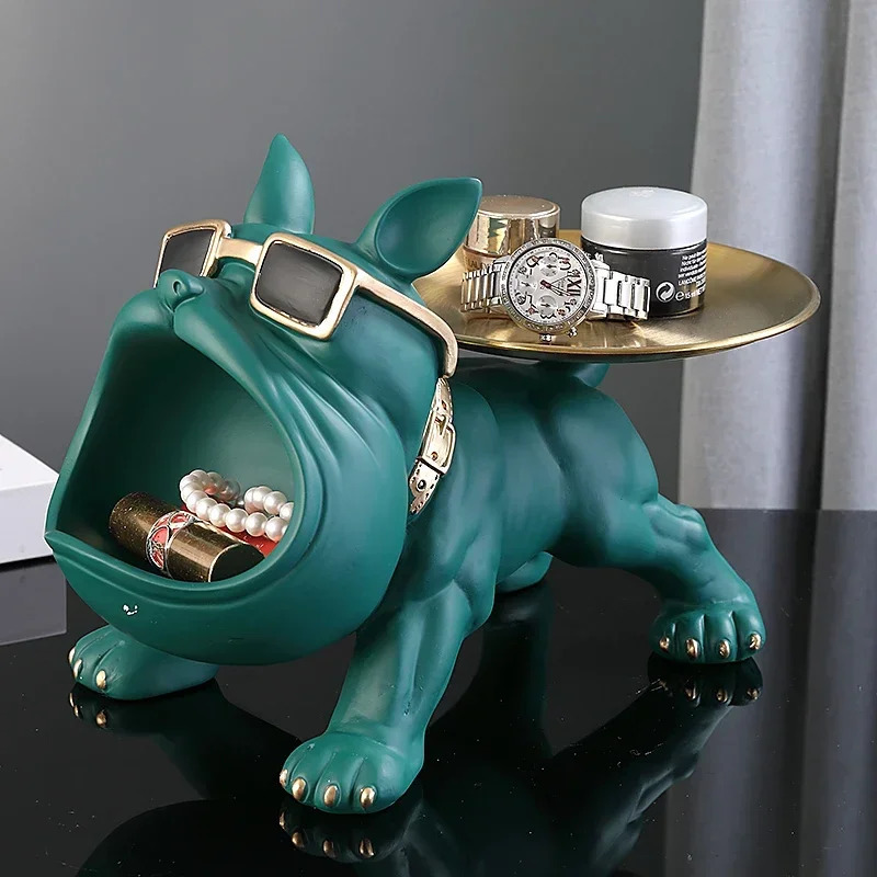 Resin Dog Statue Bulldog Statue Storage Tray Animal Decoration Resin Craft Art Sculpture Statue Dog Sculpture Home Decoration 250701