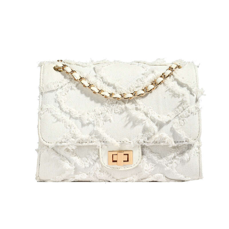 Women Denim Quilted Small Square Crossbody Bag, Vintage Diamond Pattern Chain Shoulder Handbag, Elegant Underarm Flap Purse for Daily Dating 333