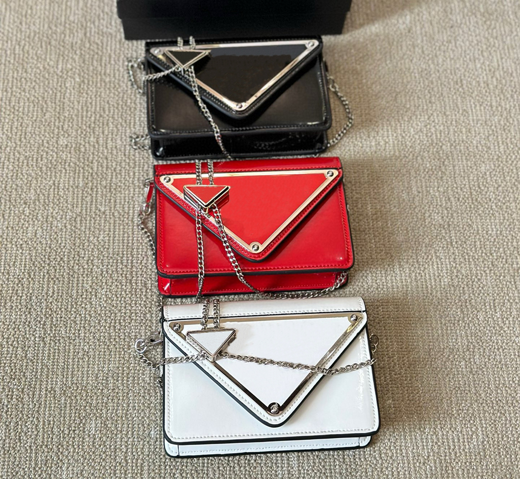 Designer Triangle WOC Shoulder Bag Womens Mens Mini Tofu Shoulder Chain Clutch Bag Tote Genuine Leather Classic Purses Baguette Cross Body Bags