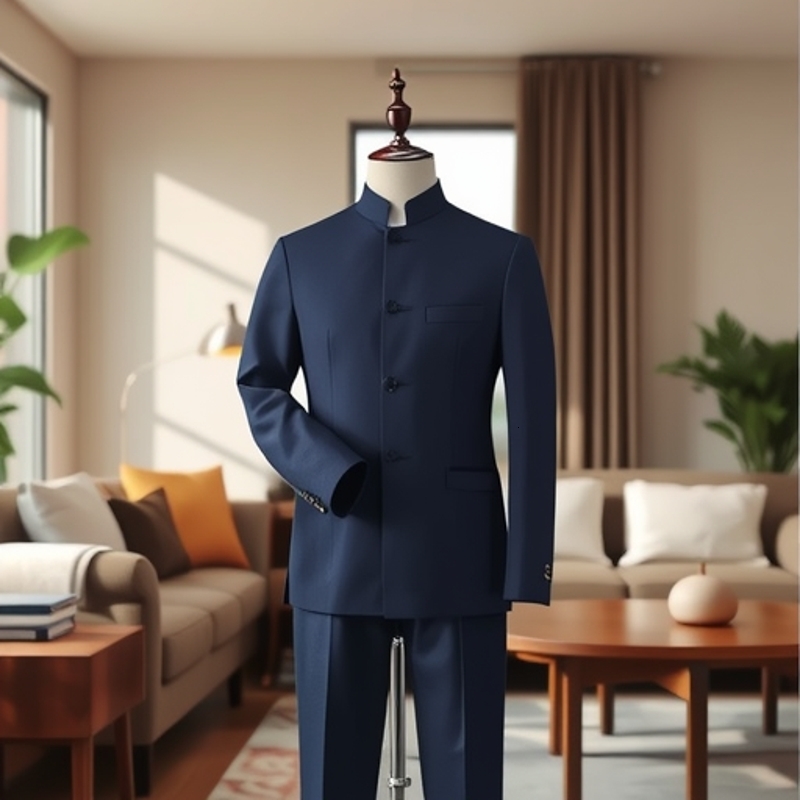 Traditional Performance Suit Set Formal Wear Youth Stand Collar Zhongshan Slim Fit Chinese Style Stage Choir Mens Costume 240930