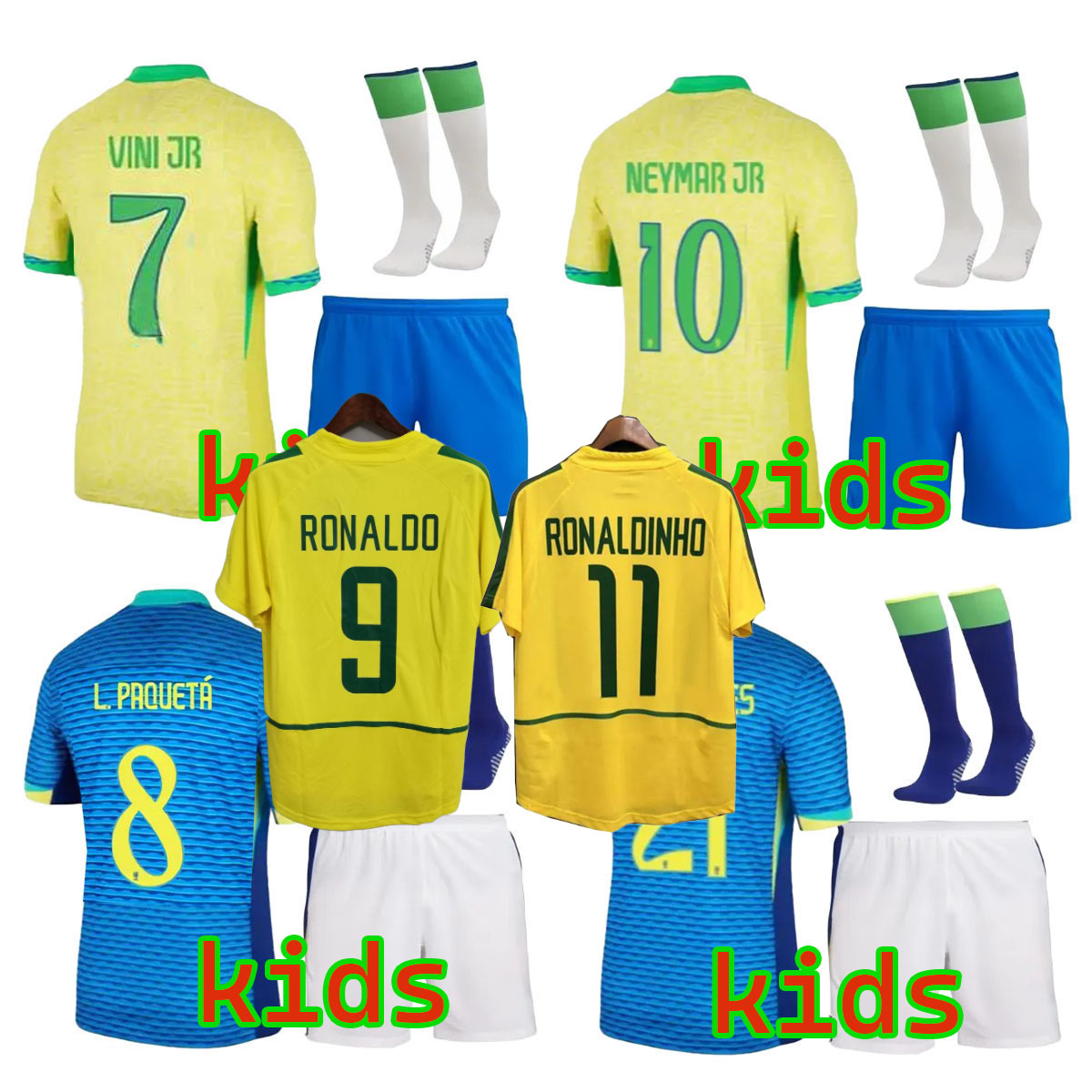 BRAZILS kids football kit 24 25 26 Copa America Cup soccer jerseys Camiseta de futbol PAQUETA RAPHINHA football shirt maillot VINI JR brasil RICH-image-958258166