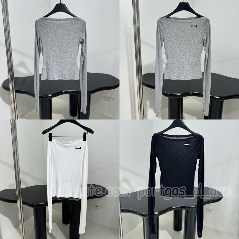 Luxury Women Slash Neck Tees Designer Sexy See Through Long Sleeve Tops Summer Vacation Street Style White t Shirt-image-777537873