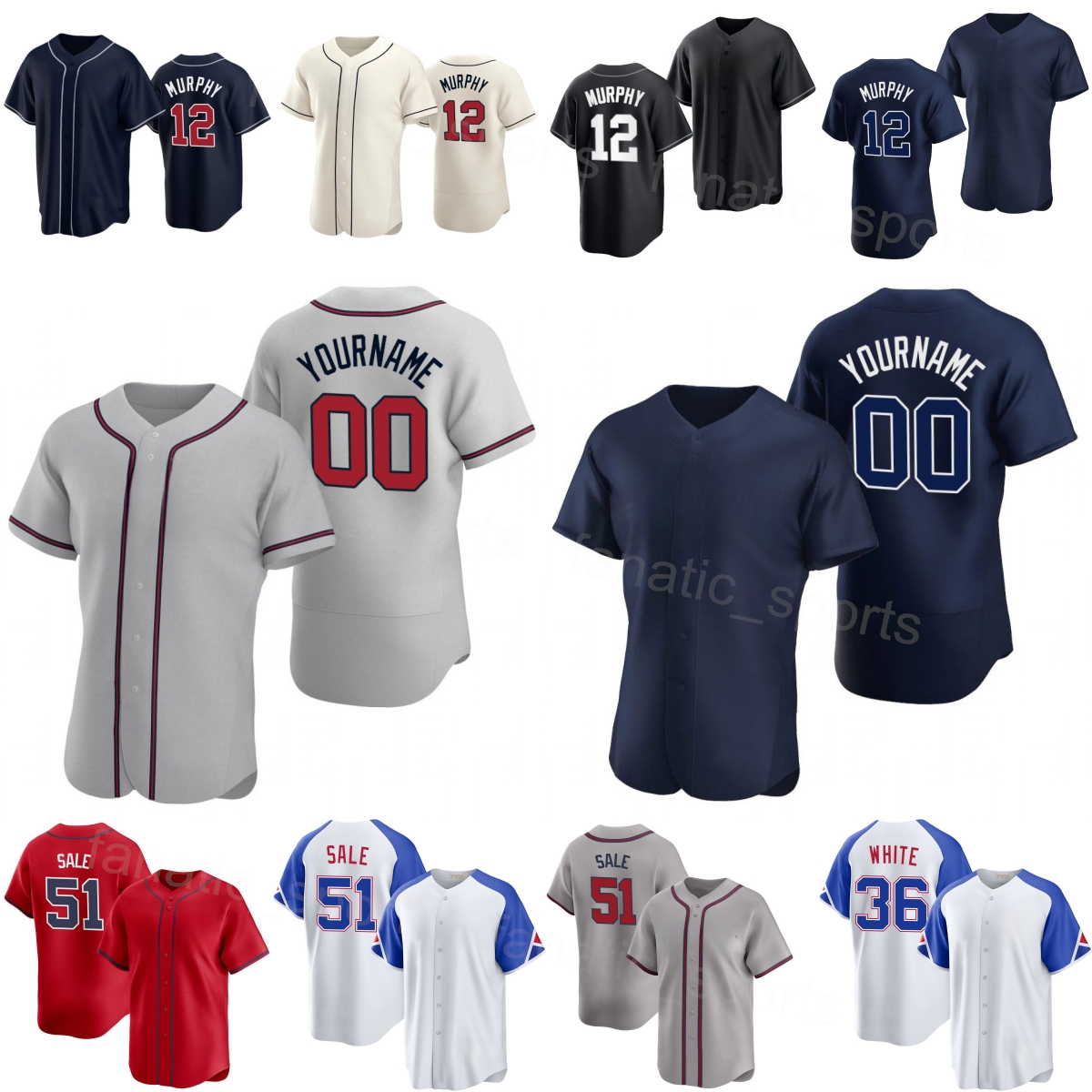 High 12 Sean Murphy Jersey 2025 Baseball 56 Spencer Schwellenbach 51 Chris Sale 30 Drake Baldwin 8 Alex Verdugo 36 Eli White City Connect Navy Bl-image-801871938