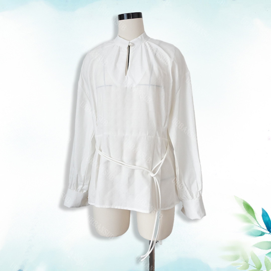 Stylish Lady's Long-Tunica with Buttons Chic Office-to-Casualwear