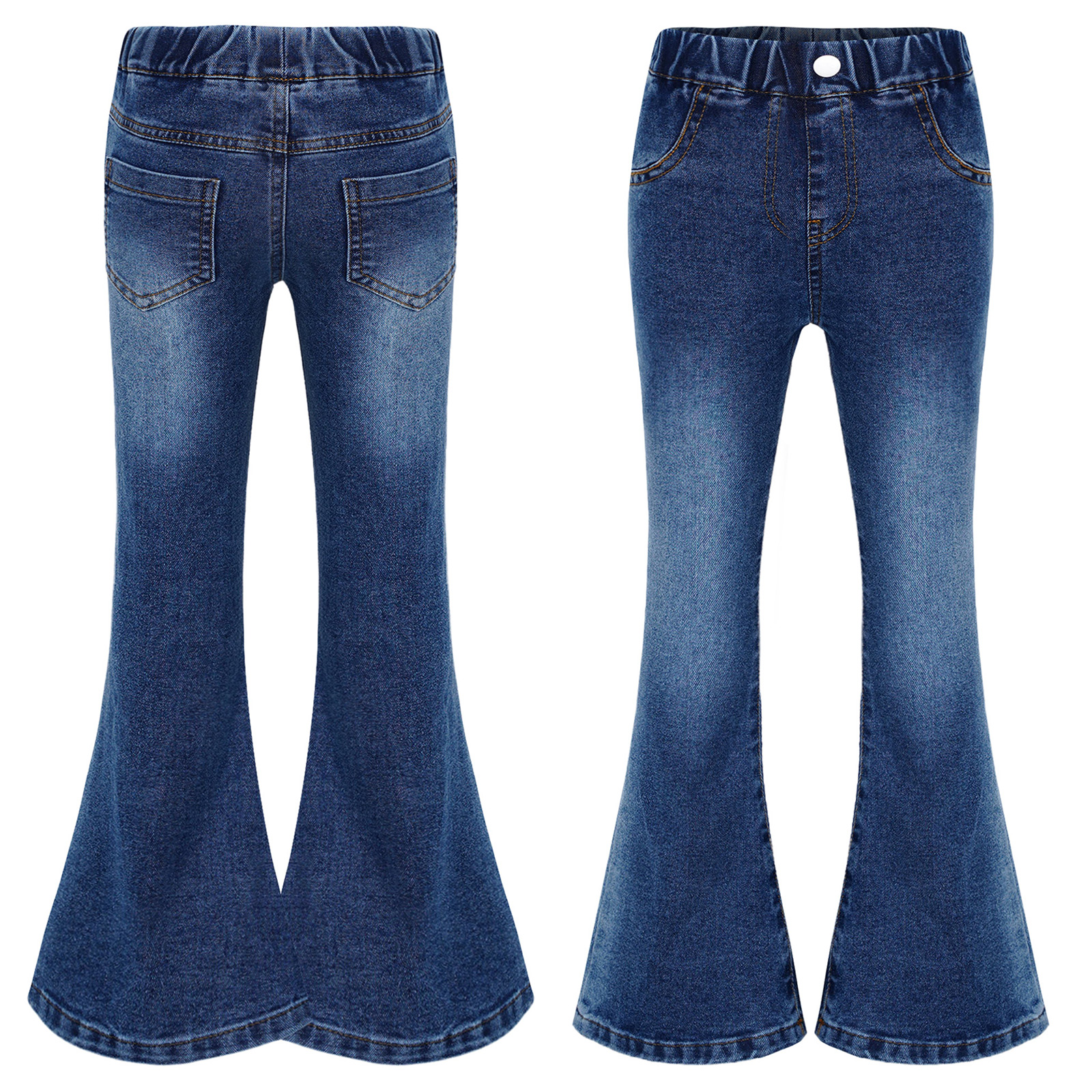 Kids Cowgirl Cute Flare Bootcut Jeans Bell Bottoms Slim Fit Jeans for Girls Casual Denim Long Pants Trousers Streetwear Pants