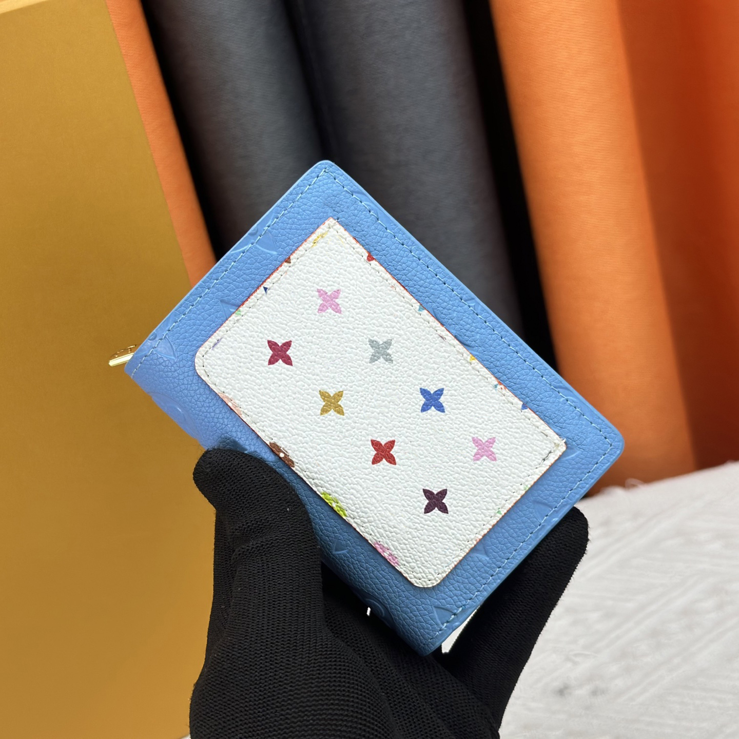 M13619 Colorful Flower Clea Short Wallets Women s Designers Bags Totes Handbag Wallet Purse Card Holder pouch Travel Messenger Bag With Gift Box