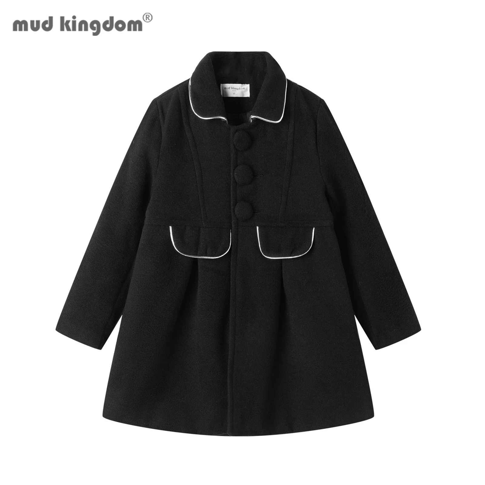 Mudkingdom Fashion Winter Wool Coat Kids Overcoat Long Peacoat Dress Coat Slim for Girls Clothes Children Windproof Outerwear