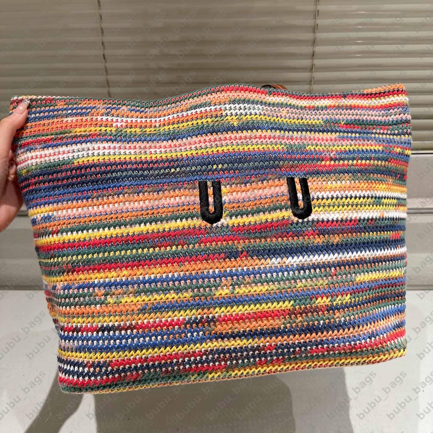 Designer Rainbow Stripe Plaw Sac Fashion Men de la mode Femmes Planche Praque Sac de paille Luxur