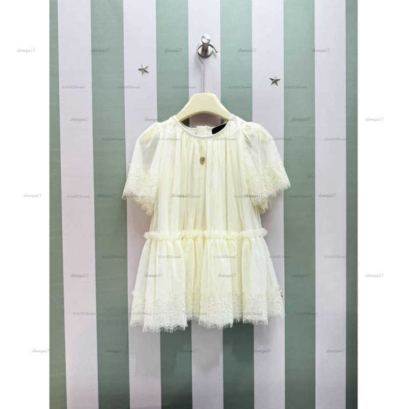 Top one newborn dress Lace material toddler skirt summer designer infant jumpsuits Metal logo decoration bodysuit A148X04N078-image-1065515664