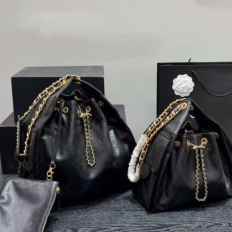 Large Hobo Shoulder Bags Designer Drawstring Chain Bucket Bag with 2 Pocket Fashion Real Leather Suede Handbags Totes Top Quality