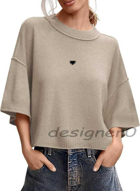 Women's Sweaters Designer luxury high end designer Short Sleeve Sweater Suer Casual Round Neck Lightweight for woman Top NXP9 1E6F
