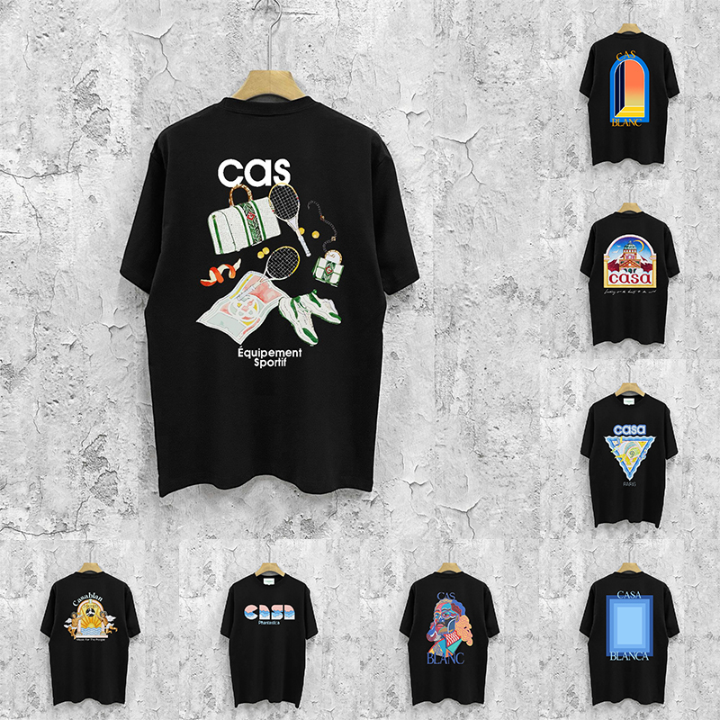 T-shirts de créateurs Casas Blancas Chemise Hommes Femmes Mode Noir et Blanc T-Shirt ample Été Décontracté Col Rond Manches Courtes T-Shirt Casab