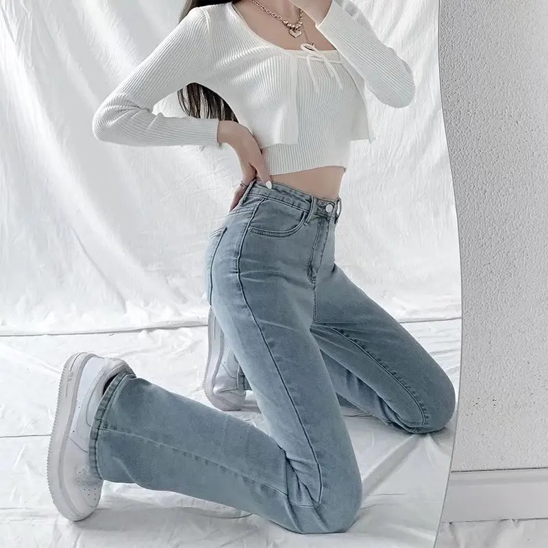 Spring 2025 New Slimming High-Waisted Jeans Women's Micro Flared Blue Pear Shaped Wide Leg Pants Fashionable Trendy