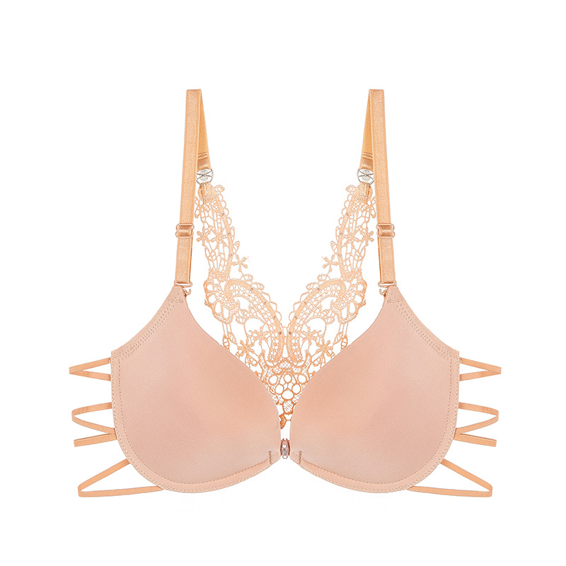Girls Bra Sexy Lace Tops For Teens Smooth Push Up Bras Girl Front Button Y-shaped Underwear Tank Top With Steel Solid Color