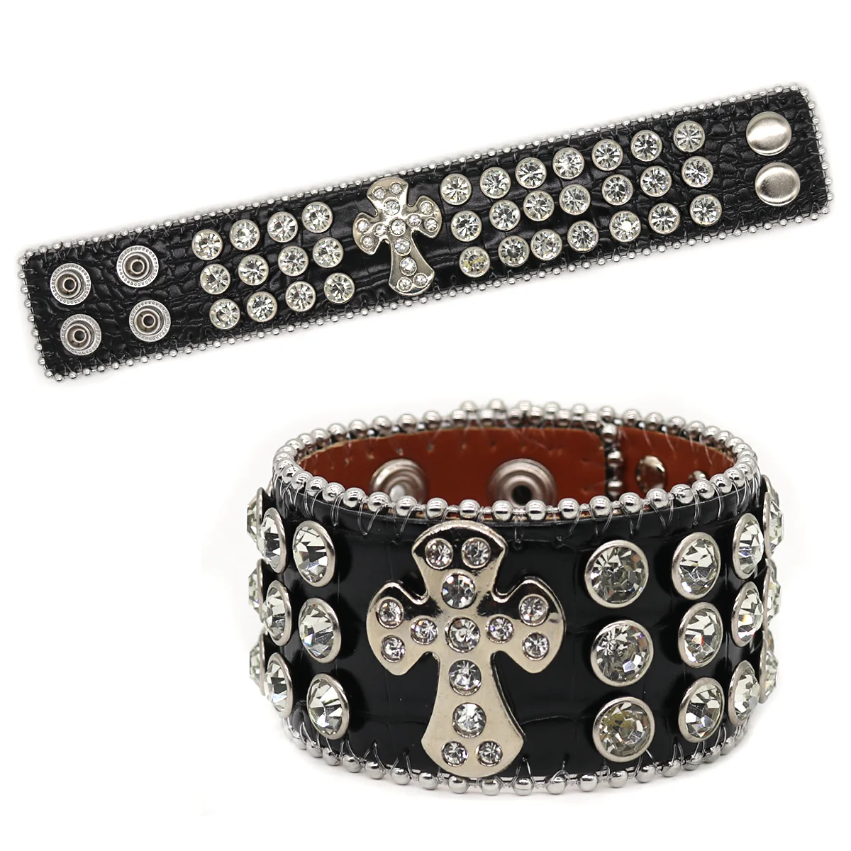 Punk Western Rhinestone Bracelet Luxury Link Chain Bracelet for Women Men Gold Silver Color Bling Rhinestone Bracelet Jewelry