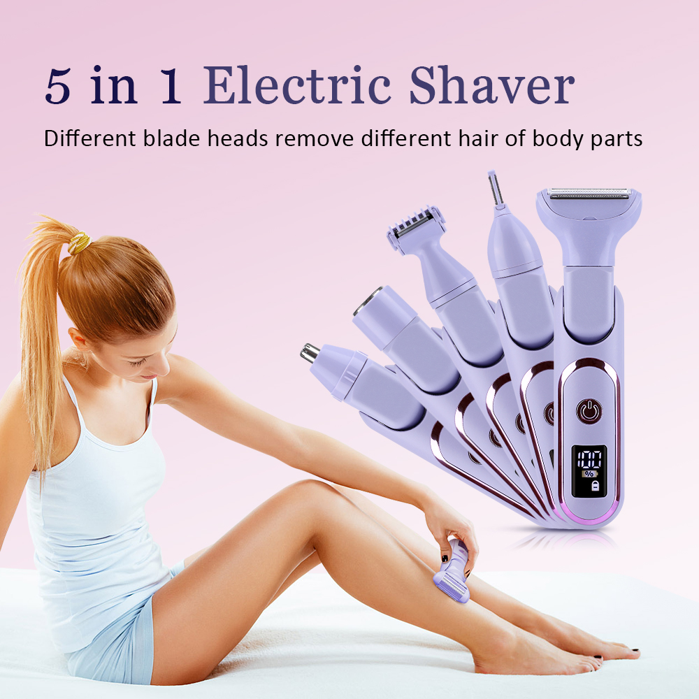 5 in 1 Electric Hair Removal Device Painless Epilator For Face Nose Legs and Underarm Bikini Trimmer for Women Facial Epilator