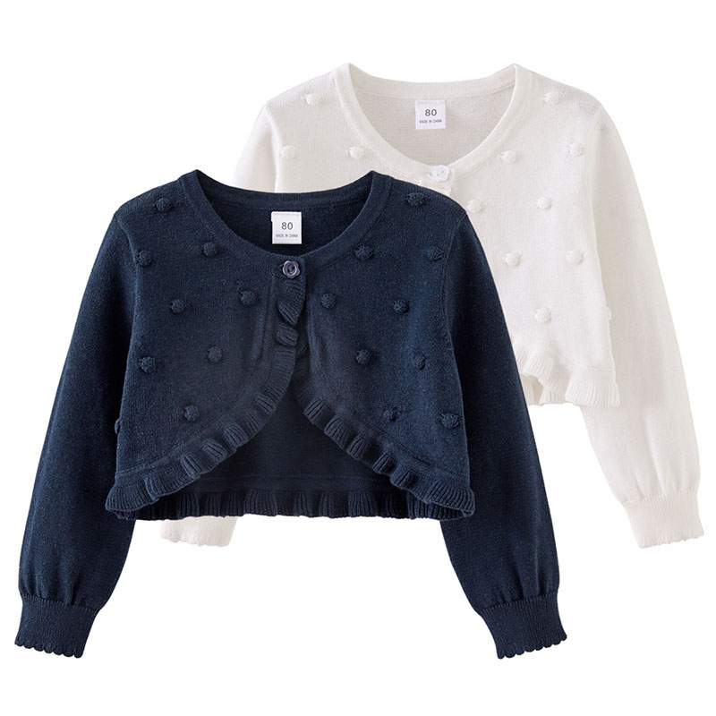 Baby Girl Shawl Clothes Knitted Cardigan Tops Cotton Ball Ball Spring Autumn Sweaters Infant Long Sleeve Thin Coat Short Jacket