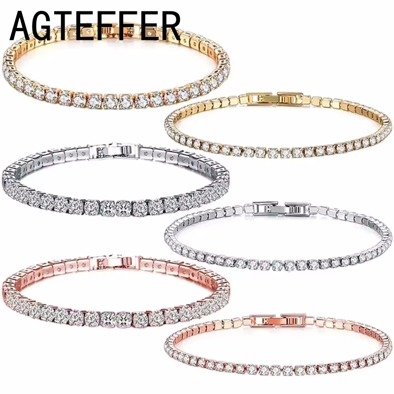 Hip Hop Luxury Tennis Bracelet 925 Sterling Silver Classic Shiny Exquisite Couple Bracelet Jewelry Holiday Anniversary Gifts