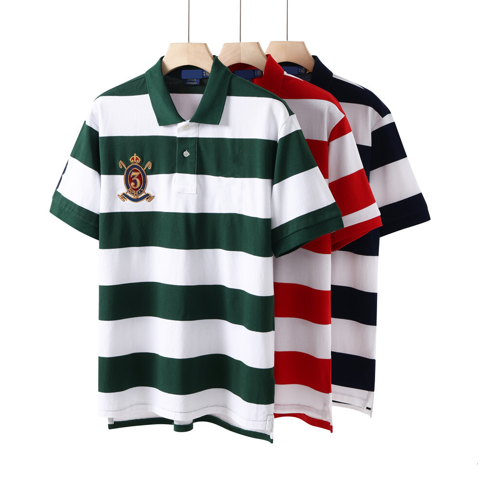 Hommes décontractés de style concepteur T-shirt Small Horse broderie couche coude couleur solide