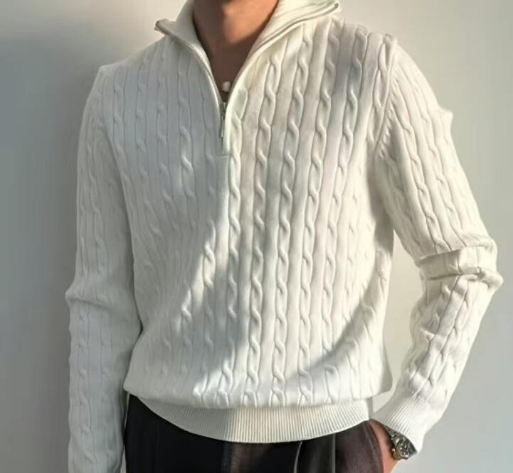 Pull pour hommes Designer Men's Polo broderie respirant coton chaud à moitié zipper Polos Polos Pullaires de pulls à pulls