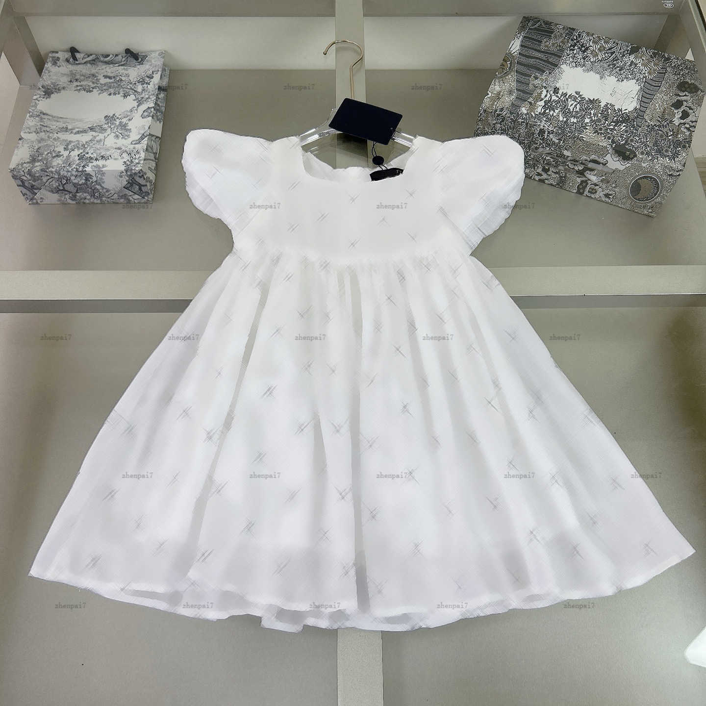 Top one girls dress Round collar Princess dress kids designer clothes Summer partydress baby skirt A004X01N003-image-1065641687