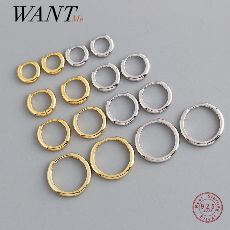 Real 925 Sterling Silver Minimalist Bohemian Round Ear Buckle for Women Punk Unisex Rock Hoop Earring Jewelry Accessories